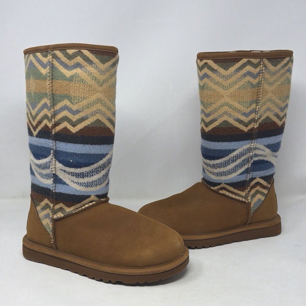 UGG Australia x Pendleton Classic Tall Boots Chestnut Geometric Women’s Size 5